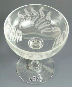 VINTAGE Wine Glass Set of 6 Fine & Delicate Fern Cut Champagne Saucers