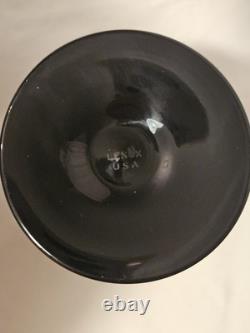 VNTG LENOX VENTURE BLACK 6 1/4 WINE GLASSES With PLATINUM TRIM HAND BLOWN MCM