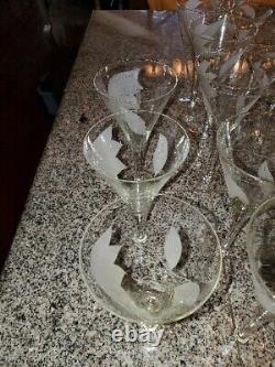 VNTG Total Of 28 WATER WINE Champ. Etc. STEMS Etched Dorothy THORPE Barware GLAM