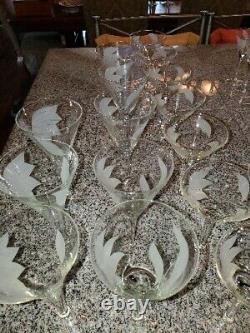 VNTG Total Of 28 WATER WINE Champ. Etc. STEMS Etched Dorothy THORPE Barware GLAM