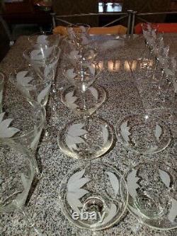 VNTG Total Of 28 WATER WINE Champ. Etc. STEMS Etched Dorothy THORPE Barware GLAM