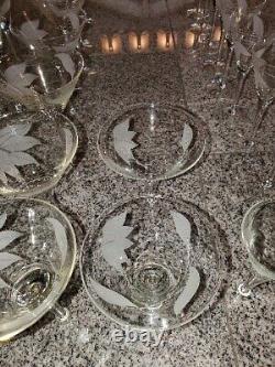 VNTG Total Of 28 WATER WINE Champ. Etc. STEMS Etched Dorothy THORPE Barware GLAM