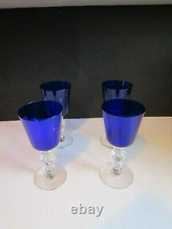 VTG 1932 HEISEY Spanish Blue Stiegal Wide Optic Water Goblets Lg Wines SET OF 4