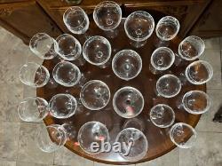 VTG 24 Crystal Glass Set Etched Berry Leaf Wine Goblet Champagne Sherry Portugal