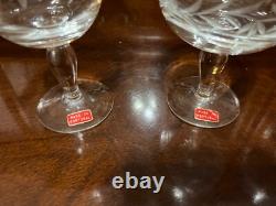 VTG 24 Crystal Glass Set Etched Berry Leaf Wine Goblet Champagne Sherry Portugal