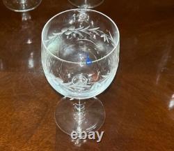 VTG 24 Crystal Glass Set Etched Berry Leaf Wine Goblet Champagne Sherry Portugal
