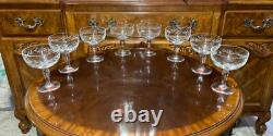 VTG 24 Crystal Glass Set Etched Berry Leaf Wine Goblet Champagne Sherry Portugal