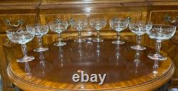 VTG 24 Crystal Glass Set Etched Berry Leaf Wine Goblet Champagne Sherry Portugal