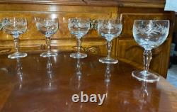 VTG 24 Crystal Glass Set Etched Berry Leaf Wine Goblet Champagne Sherry Portugal