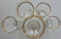 VTG 48pc CRYSTAL GILDD WINE GLASS SET DOUBLE TEAR DROP HEXAGON STEM VSL/ST LOUIS