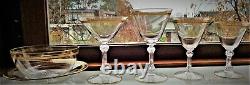 VTG 48pc CRYSTAL GILDD WINE GLASS SET DOUBLE TEAR DROP HEXAGON STEM VSL/ST LOUIS