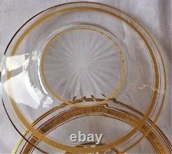 VTG 48pc CRYSTAL GILDD WINE GLASS SET DOUBLE TEAR DROP HEXAGON STEM VSL/ST LOUIS