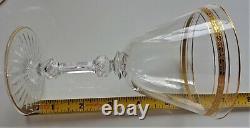 VTG 48pc CRYSTAL GILDD WINE GLASS SET DOUBLE TEAR DROP HEXAGON STEM VSL/ST LOUIS