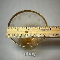 VTG Amber Wine Glasses with Gilt Rim & Etched Design, Set of 11, MCM Barware