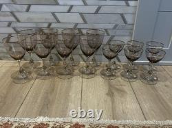 VTG Amethyst Czech Jozef Stanik Golden Zuzana Wine And Sherry Glasses Set of 16