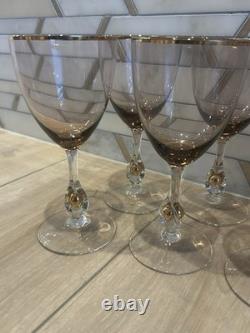 VTG Amethyst Czech Jozef Stanik Golden Zuzana Wine And Sherry Glasses Set of 16