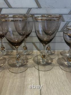 VTG Amethyst Czech Jozef Stanik Golden Zuzana Wine And Sherry Glasses Set of 16