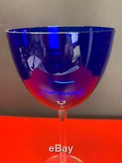 VTG Baccarat Crystal Ruby Red, Cobalt Blue, Green, Orange Wine Glasses Set Of 6