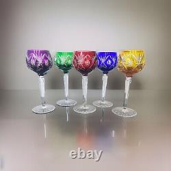 VTG Bohemian Crystal Wine/Drinking Glass Set Of 5 Beautiful! 7.5H