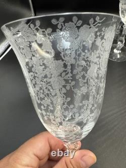 VTG. Cambridge Rose Point Etched set of 6 Wine Water /Goblet Glasses 8 1/4 tall