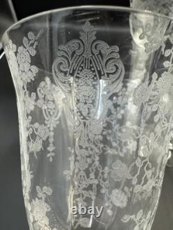 VTG. Cambridge Rose Point Etched set of 6 Wine Water /Goblet Glasses 8 1/4 tall