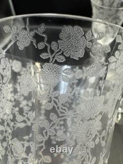 VTG. Cambridge Rose Point Etched set of 6 Wine Water /Goblet Glasses 8 1/4 tall