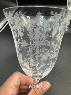 VTG. Cambridge Rose Point Etched set of 6 Wine Water /Goblet Glasses 8 1/4 tall