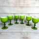 VTG Carlo Moretti Lime Green White Cased Wine Stemware Glasses MCM Set of 6