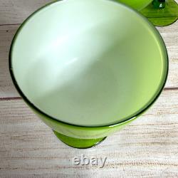 VTG Carlo Moretti Lime Green White Cased Wine Stemware Glasses MCM Set of 6