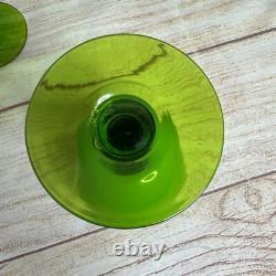 VTG Carlo Moretti Lime Green White Cased Wine Stemware Glasses MCM Set of 6