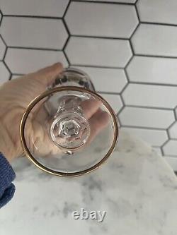 VTG Cristallerie Italy Hand Made 24k Gold Wine Goblet Glasses Set Of 6 With Case