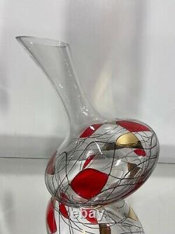 VTG. Crystal ROMANIAN 24k Stained Glass WINE DECANTER LIQUOR Barware