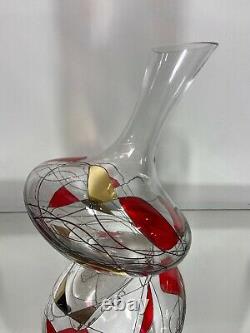 VTG. Crystal ROMANIAN 24k Stained Glass WINE DECANTER LIQUOR Barware