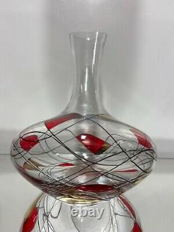 VTG. Crystal ROMANIAN 24k Stained Glass WINE DECANTER LIQUOR Barware