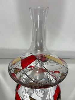 VTG. Crystal ROMANIAN 24k Stained Glass WINE DECANTER LIQUOR Barware