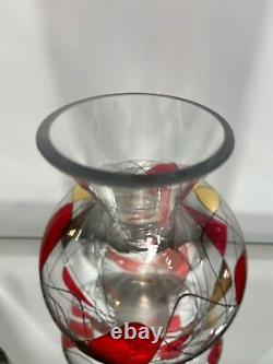 VTG. Crystal ROMANIAN 24k Stained Glass WINE DECANTER LIQUOR Barware