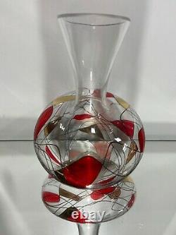 VTG. Crystal ROMANIAN 24k Stained Glass WINE DECANTER LIQUOR Barware