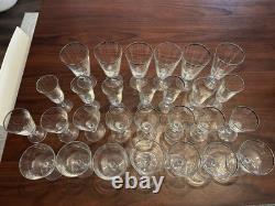 VTG France Platinum Trim WATER, WINE, COCKTAIL Champagne Glasses Clear Set (28)