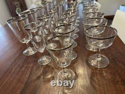 VTG France Platinum Trim WATER, WINE, COCKTAIL Champagne Glasses Clear Set (28)