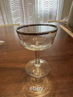 VTG France Platinum Trim WATER, WINE, COCKTAIL Champagne Glasses Clear Set (28)