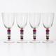 VTG Hand Blown Wine Glasses Goblets Art Glass Beaded RARE Set of 4 One Of A Kind