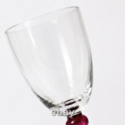 VTG Hand Blown Wine Glasses Goblets Art Glass Beaded RARE Set of 4 One Of A Kind
