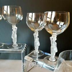 VTG LOT Frosted MALE NUDES French BAYEL BACCHUS Water Wine TRUE GOBLETS Glasses