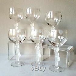 VTG LOT Frosted MALE NUDES French BAYEL BACCHUS Water Wine TRUE GOBLETS Glasses