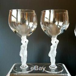 VTG LOT Frosted MALE NUDES French BAYEL BACCHUS Water Wine TRUE GOBLETS Glasses