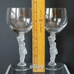 VTG LOT Frosted MALE NUDES French BAYEL BACCHUS Water Wine TRUE GOBLETS Glasses