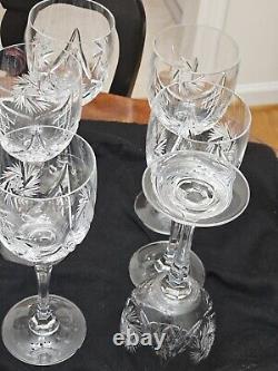 VTG. Layland Austrian 6 Crystal Wine Glasses -Elegant Handcut- 1980 Discontinued