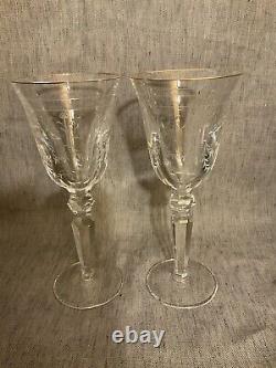 VTG Lot of 2 Waterford Crystal Etched Charlemont Pattern Vine Glasses 7-7/8Tall