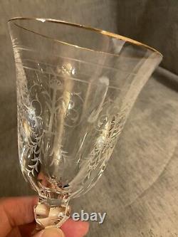 VTG Lot of 2 Waterford Crystal Etched Charlemont Pattern Vine Glasses 7-7/8Tall