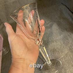 VTG Lot of 2 Waterford Crystal Etched Charlemont Pattern Vine Glasses 7-7/8Tall